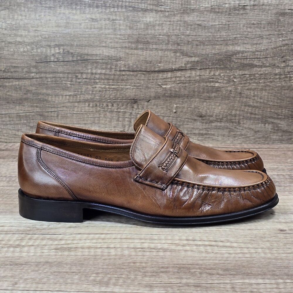 Florsheim Penny Loafer Men's 10.5 D Brown Leather Moc Toe Shoes READ DESCRIPTION